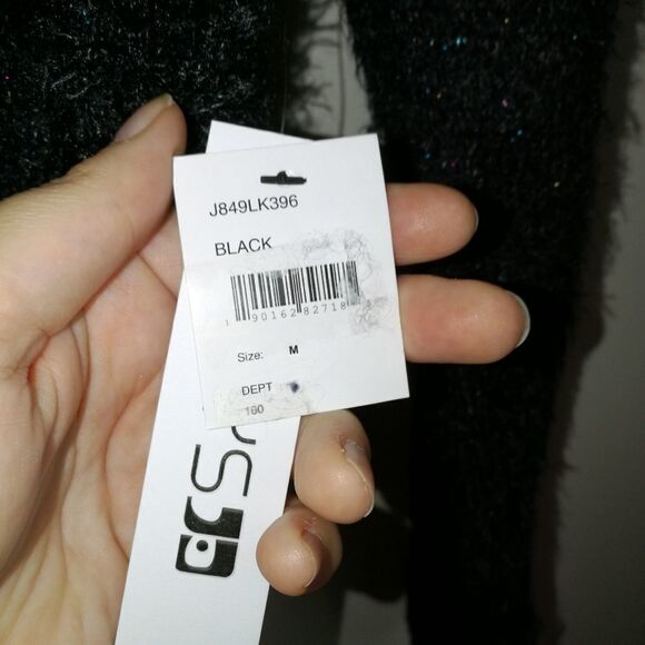 𝅺JOE'S Winter Black V Neck Fuzzy Cropped Warm Cardigan Size Medium NWT - Picture 13 of 15